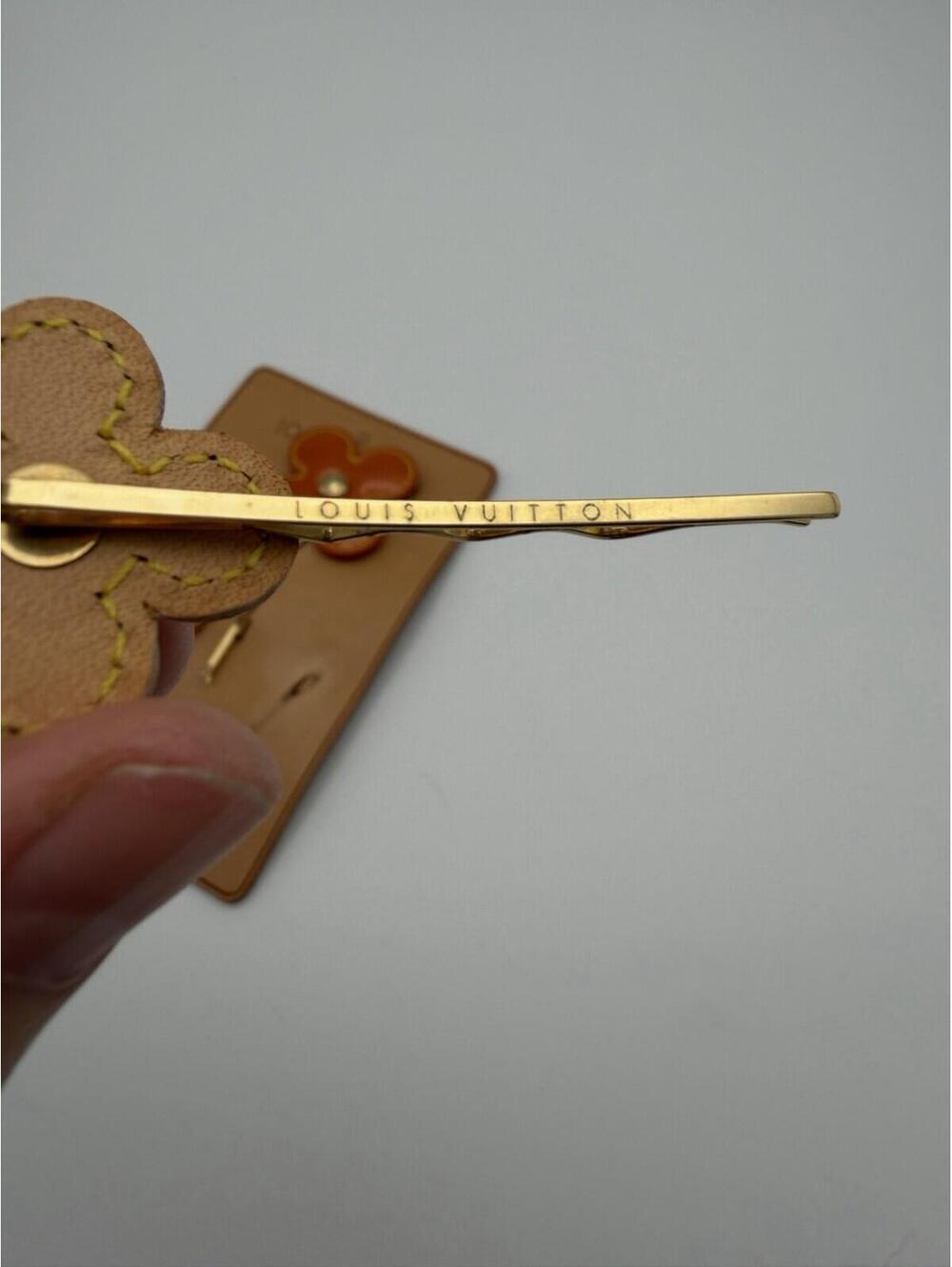 Vintage Louis Vuitton Set Of 3 Vernis Leather Flower Hairpins Gold Hardware - Picture 5 of 11
